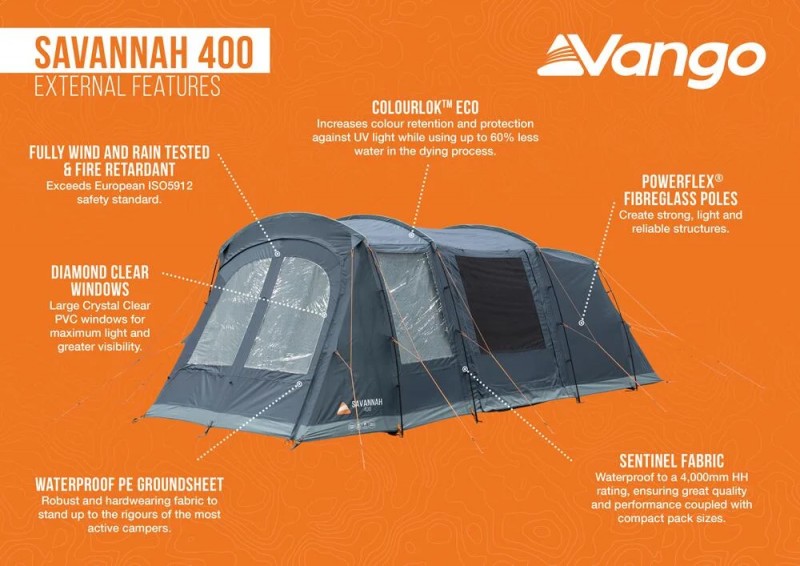 Vango Savannah 400 Poled Package (Includes Fo